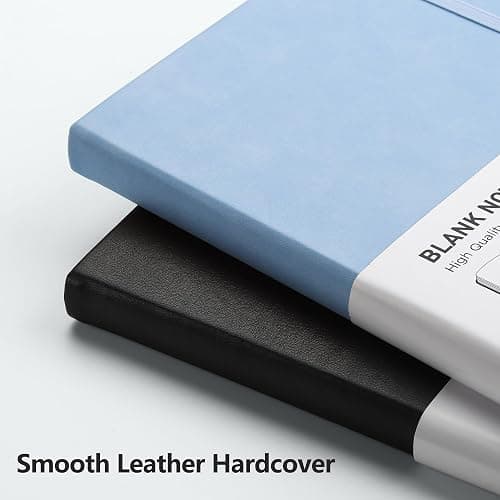RETTACY Blank Journal Notebook, 192 Pages, A5 Medium Size (5.7'' x 8.3''), Leather Hardcover, 100 GSM Thick Paper, for Sketching, Drawing, Painting (Light Blue)  thumbnail 4