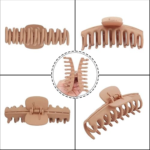 JOYOYO 4 Pcs Hair Claw Clips Hair Clips for Women and Girls Thick Hair - Natural Colors Lightweight Non-slip with Comb Teeth Strong Hold Large Size 4.3 Inch thumbnail 7