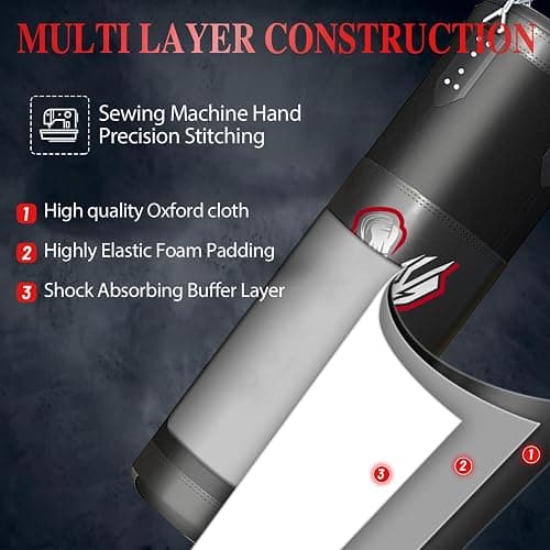 Vensmuste Punching Bag for Adults, 4FT Oxford Heavy Boxing Bag Set, Punching Bag with 12OZ Boxing Gloves, Chains, Hand Wraps, etc. Suitable for MMA Karate Kickboxing Boxing - Unfilled thumbnail 4