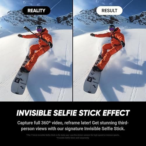 Insta360 X5 - Waterproof 8K 360° Action Camera, Leading Low Light, Invisible Selfie Stick Effect, Rugged and Replaceable Lens, 3-Hour Battery, Built-in Wind Guard, Stabilization, Triple AI Chip Design - Standard Bundle thumbnail 4