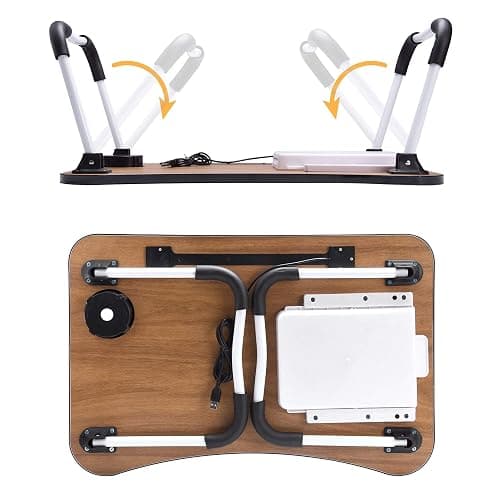 Slendor Lap Desk with Tablet Slot, Foldable Laptop Table with Storage Drawer for Bed，Portable Bed Desk for Laptop, Computer Tray with Cup Holder Notebook Stand Reading Holder for Couch Floor, Black thumbnail 7