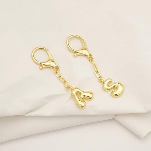 Fohufo Christmas Stocking Stuffers for Women - Cute Initial Bag Charms, 14K Gold Plated Keychain, Personalized Birthday Gifts thumbnail 8