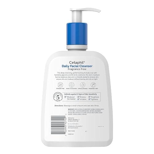 Cetaphil Face Wash, Daily Facial Cleanser for Sensitive, Combination to Oily Skin, 16 Oz, Fragrance Free, Gentle Foaming, Soap Free, Hypoallergenic thumbnail 2