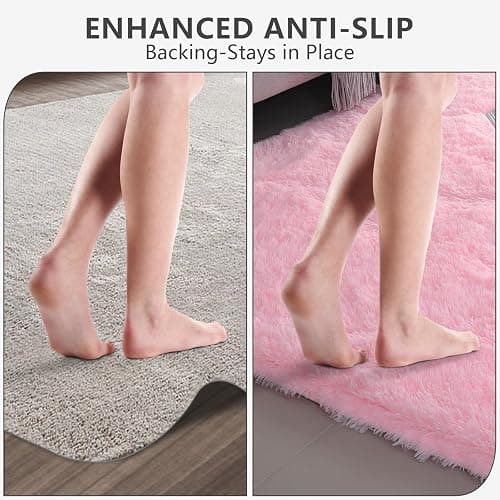 Shag Area Rugs for Bedroom Living Room,4X6 Ultra Soft Fluffy Area Rugs for Dorm, Indoor Carpet Nursery Rugs for Kids Girls Room Home Decor,Pink thumbnail 5