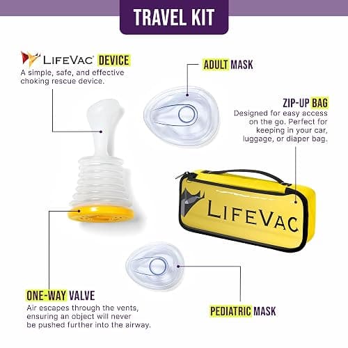 LifeVac Yellow Travel Kit - Portable Suction Rescue Device, First Aid Kit for Kids and Adults, Portable Airway Suction Device for Children and Adults thumbnail 2