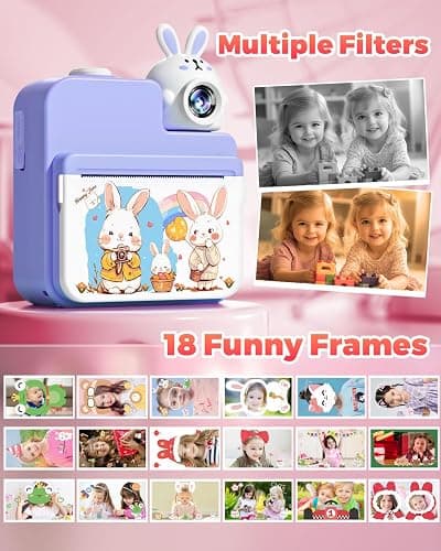 Kids Camera Instant Print Toys, Christmas Birthday Gifts for Girls Boys, 3.0” Autofocus Kids Digital Camera Toddler Camera for 3 4 5 6 7 8 9 10 11 12 Year Old Girl Boy with 32GB TF Card (Purple) thumbnail 5