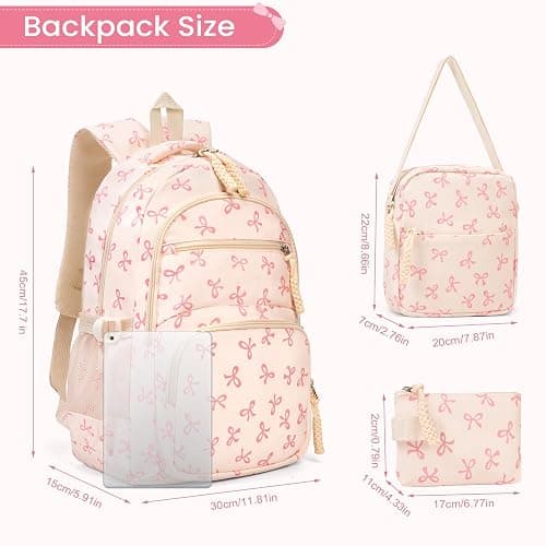 jingyuKJ Coquette Bow Backpack - Cute Kawaii Backpack Set Aesthetic Daypack Coquette Rucksack (A01 Bow Pink) thumbnail 6