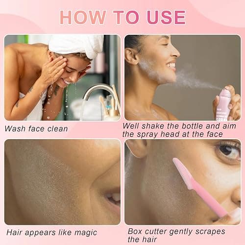 1PC 114ML Hair Identifier Spray for Face Shaving Dermaplaning Tool Skin Body Dermaplaning Peach Fuzz Remover Spray for Women, Face Shaver Hair Removal Kit Excess Hair Dermaplane Razor thumbnail 7