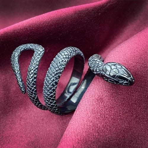 KouGeMou Womens Rock Snake Finger Ring Retro Jewelry Silver Snake Animal Rings Gift Accessories Size 6-10 thumbnail 3