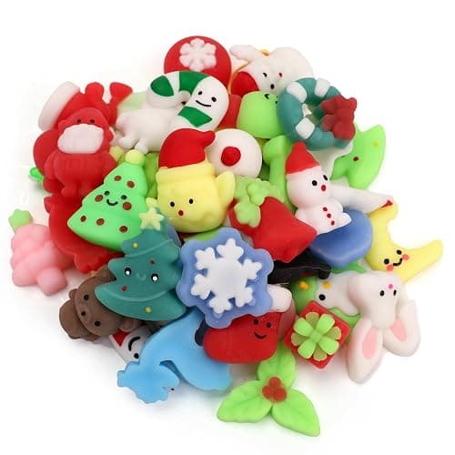LAHAND 50 Pcs Christmas Mochi Squishy Toy Party Favors,Mini Squishies Cute Squeeze Toy Stress Reliever Anxiety Packs for Kid thumbnail 4