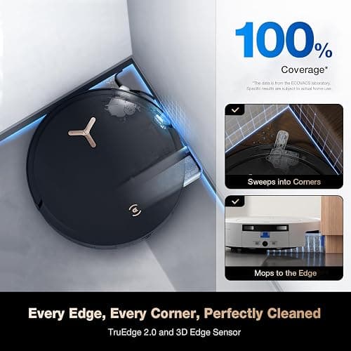 ECOVACS DEEBOT X8 PRO OMNI Robot Vacuum and Mop, 18000Pa, OZMO ROLLER Instant Self-Washing Mopping, 167℉ Hot Water Mop Washing, Auto Cleaning Solution Adding, Hot Air-Drying, Self-Emptying, Black thumbnail 3