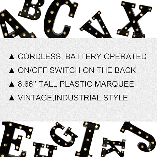 OYCBUZO Light Up Black Alphabet Marquee Letters Sign LED Marquee Number Lights Sign for Night Light Home Bar Christmas Lamp Birthday Party Wedding Decoration T thumbnail 7