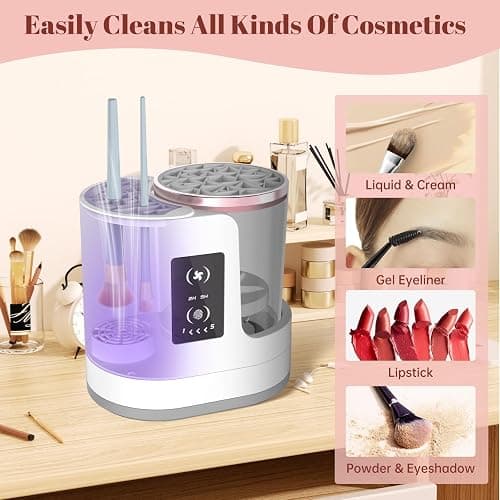 3 IN 1 Electric Makeup Brush Cleaner Machine With Makeup Brush Dryer-Holder-Portable Automatic USB Cosmetic Brushes Cleaner Tool for All Size Beauty Makeup Brush Set,Contour, Eyeshadow, Blush Brush thumbnail 7