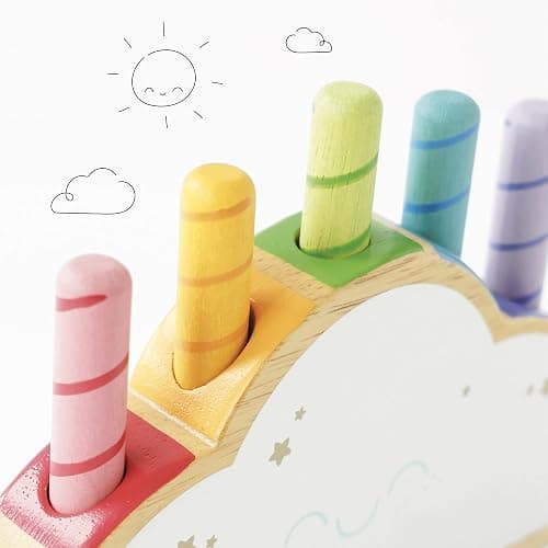 Le Toy Van PL133 Wooden Educational Petilou Rainbow Cloud Pop Press and Release Baby Sensory Montessori Toddler Learning Toy-Suitable for 18+ Months thumbnail 9