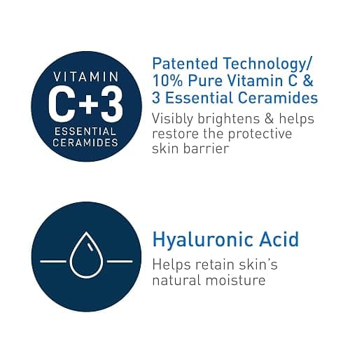 CeraVe Vitamin C Serum with Hyaluronic Acid, Skin Brightening Serum for Face with 10% Pure Vitamin C, Fragrance Free, 1 Fl. Oz thumbnail 4