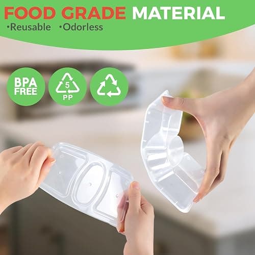 MACTANO 8 OZ Reusable Snack Containers with Lids, New 3 Compartment Condiment Snack Pack Containers 10 Sets thumbnail 4