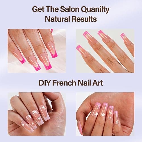 Misssix XBASICTIPS Pink French Tip Press On Nails, 150Pcs French Gel Nail Tips Long Square, Soft Gel Pre-shaped No Need to File 3 in 1 Tips, Fake Nails for Nail Art DIY Extension Designs 15 Sizes thumbnail 5