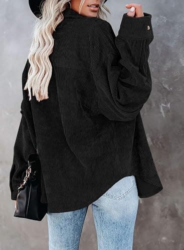 Astylish Women Corduroy Shirts Casual Long Sleeve Button Down Blouses Top thumbnail 2
