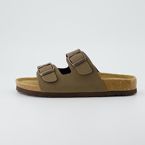 CUSHIONAIRE Lane Cork Footbed Sandals for Women – Comfortable Double Buckle Slip-On with Genuine Suede Footbed & Arch Support Slides for Women Footwear - 7 - Brown thumbnail 7