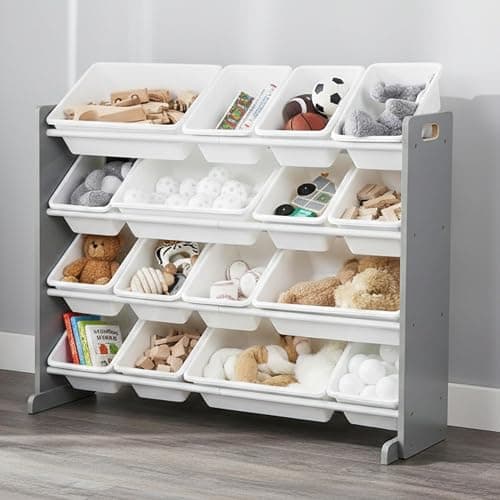 Humble Crew Supersized Toy Storage Organizer with 16 Removable Bins, Grey/White – Large Toy Storage for Toddlers Ideal for Kids' Rooms, Playrooms, and Nurseries - Modern Toy Bins for Kids thumbnail 2