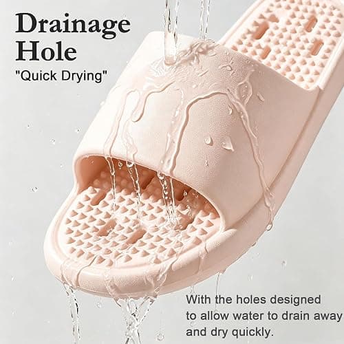 GOEWY Shower Shoes with Drain Holes Massage Granules for Women Men Gym Shower Slippers Slides Quick Drying Bathroom Beach Sandals Lightweight Non-Slip thumbnail 6