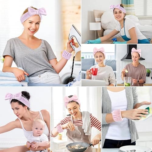 Dorbetar 6Pack Headbands and Wristband Set for Washing Face, Spa Skincare Makeup Headband, wrist bands and hair band for face wash, for Women and Teen Girl skincare tools Gifts thumbnail 7