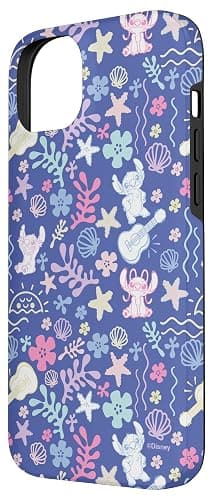 Disney Stitch & Angel Fluffy Summer Ocean Vibes Pattern Case for iPhone 14 Plus thumbnail 2