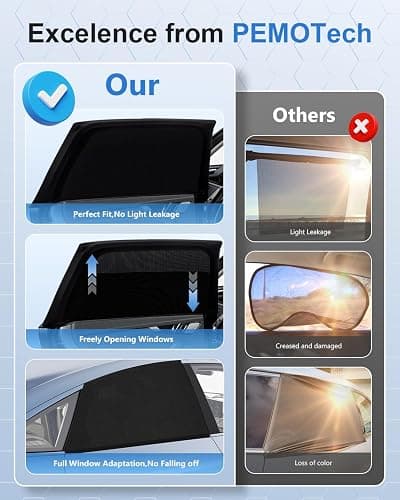 PEMOTech Car Window Shades for Baby 2 Pack - Stretchable & Breathable Spandex Car Sun Shade for Baby - Car Shades UV Sun Protection for Babies/Kids/Adults/Pets - 39.8" x27.2" Fits 99% Cars thumbnail 8