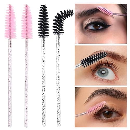 200 Pcs Disposable Mascara Wands,Lash Spoolies Crystal Eyebrow Spoolies Brush Eyelash Applicator Tool Spoolies for Eyebrow,Used for Eyelash Extension Eyebrows Cosmetics(Black and Pink) thumbnail 4