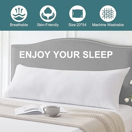 DOWNCOOL Large Body Pillow Insert- Breathable Full Body Pillow for Side Sleeper - Soft Long Bed Pillow for Adults - 20 x 54 inch thumbnail 5