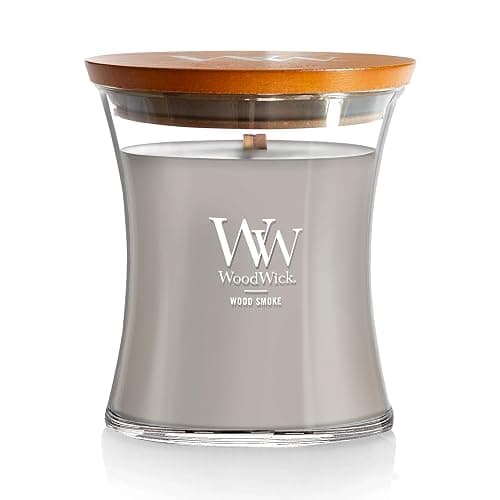WoodWick Wood Smoke Hourglass Candle 9.7 oz. Medium Fall Candle with Crackling Wick for Smooth Burn Aromatherapy Soy Wax Blend - Image 1