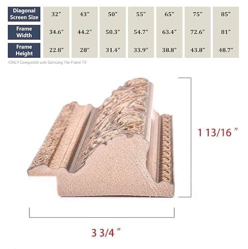 Classic Vintage Deep Gold 43" TV Frame - Compatible ONLY with Samsung The Frame TV (Fits 2021-2026 Models, Model Codes: 43LS03A/B/C/D/FA/HE) thumbnail 4
