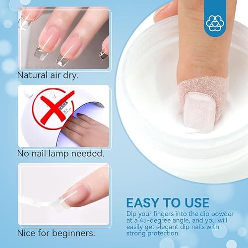 SAVILAND Clear Dip Powder - 2.1 oz/ 60g Dipping Powder Set Crystal Clear for French Natural Nails Art Starter Manicure, Strengthen Nail Easy for Beginners to Use No Nail Lamp Needed thumbnail 6