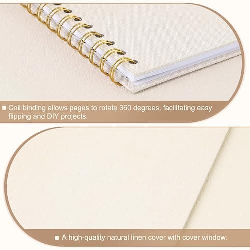 Scrapbook Photo Album 8x8 Inches 40 Pages Hardcover Kraft Paper Linen Cover Scrap Book Memory Book DIY Scrapbook Albums for Wedding Baby Boyfriend Travel Anniversary Family, Beige thumbnail 5