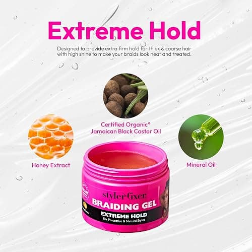 Red by Kiss Braiding Gel Extreme Hold Styler Fixer for Box Braids & Cornrows, Hydrating, Conditioning, Long-Lasting Frizz Control, 4C Moisturizing, Nourishing High Shine (6 fl. oz.) thumbnail 3