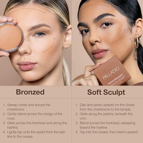 Palladio Cream Bronzer for Face & Skin, Creates a Sun Kissed Glow, Infused with Aloe & Cocoa Butter, Buildable Coverage, Vegan Formula, Cruelty Free, Suitable for All Skin Types, (Caramel Latte) thumbnail 7