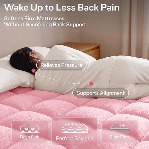 Niagara Sleep Solution Twin Ultra Soft Mattress Topper — Back Pain Relief | Rayon Derived from Bamboo, 20" Deep Pocket, Breathable Pillow Top Mattress Pad, Perfect for Hot Sleepers, Pink thumbnail 4