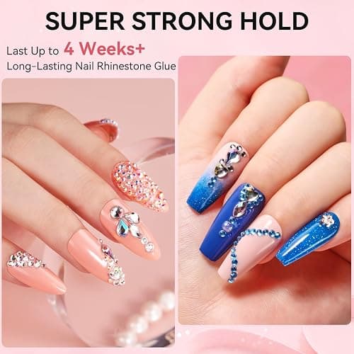 Makartt Nail Rhinestone Glue Set - Gel Nail Glue for Rhinestones, 3D Art Design Super Strong Adhesive for Charm Gems Jewel Crystal Beads Diamonds, 15ml & 8ml, Easy Use, Cured Need thumbnail 3