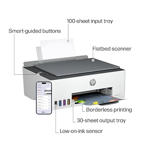 HP Smart Tank 5101 Wireless All-in-One Refillable Printer, Scanner, Copier with 2 years of Ink included, Wireless printer-for-home use an EcoTank Alternative (1F3Y0A) thumbnail 4