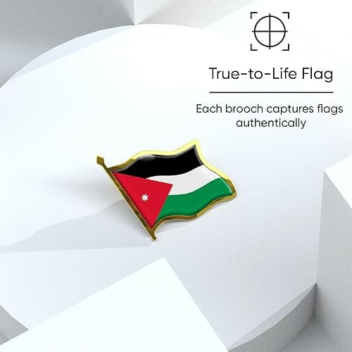 Jordanian Flag Lapel Pin - Enamel Metal National Badge | World Travel Souvenir Gifts for Men & Women | Country Flag Patriotic Brooch Bulk Pack of Pins for Hat, Tie, Clothes, Backpack (1pc) thumbnail 4