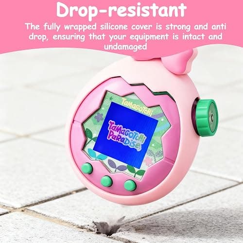 Seltureone for Tamagotchi Paradise Case with Cute Charm Lanyard and Two Screen Protectors, Scratch-Resistance Soft Silicone Bow Cover for Tamagotchi Paradise - Soft Pink thumbnail 3