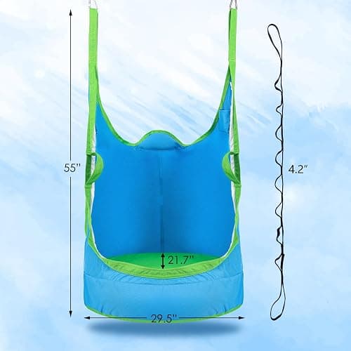Upgraded Kids Pod Swing Chair,Child Hanging Hammock Chair with Led Lights,900D Oxford Cloth Pod Swing Seat for Indoor and Outdoor with All Accessories (Blue) thumbnail 2