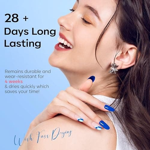 Modelones Blue Gel Nail Polish Set, 6 Colors Royal Blue Sky Blue Glitter Navy Blue Nail Gel Polish Kit Light to Dark Shades Soak Off Gel Nail Art Salon Design Home Manicure Holiday Gifts for Women Girls thumbnail 5