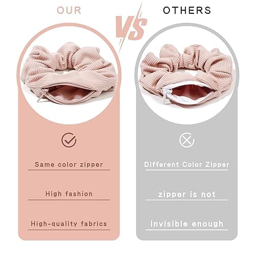 Pocket Scrunchies Hair Ties with Hidden Zipper Stash Scrunchy Ponytail Holder Secret Compartment Items - 1 Count (Pack of 4) - Basic Color thumbnail 2