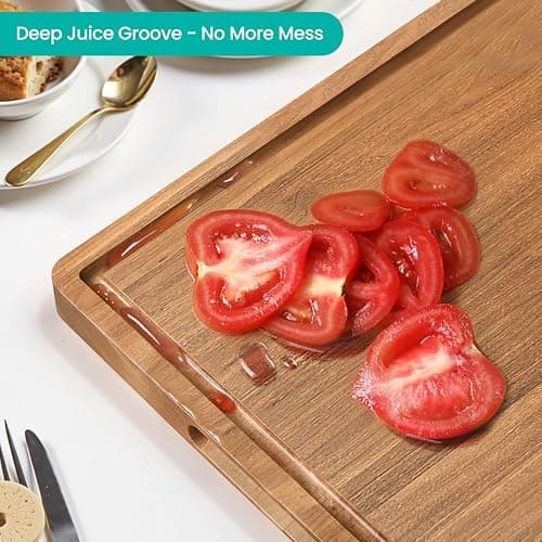 Acacia Wood Cutting Boards Set with Juice Groove & Handles for Kitchen 3-Piece Charcuterie Chopping Board for Meat Cheese Fruits Vegetables thumbnail 2