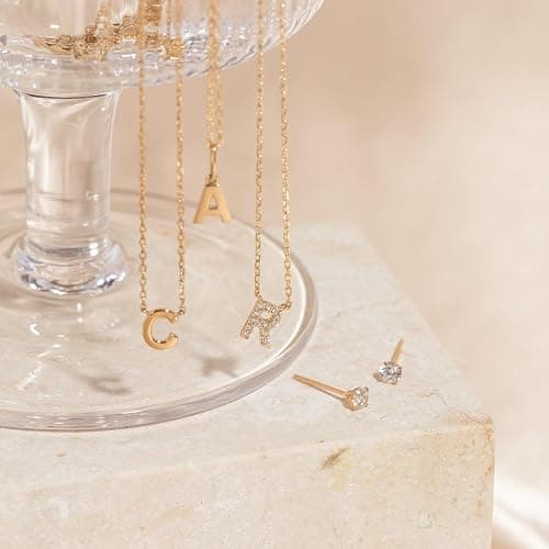 KICKGY Initial Necklaces for Women, Dainty Gold Letter Necklace 14k Gold Plated Personalized CZ Initial Necklace Monogram Name Choker Necklace for Women Trendy Gold Jewelry for Women Gifts thumbnail 6