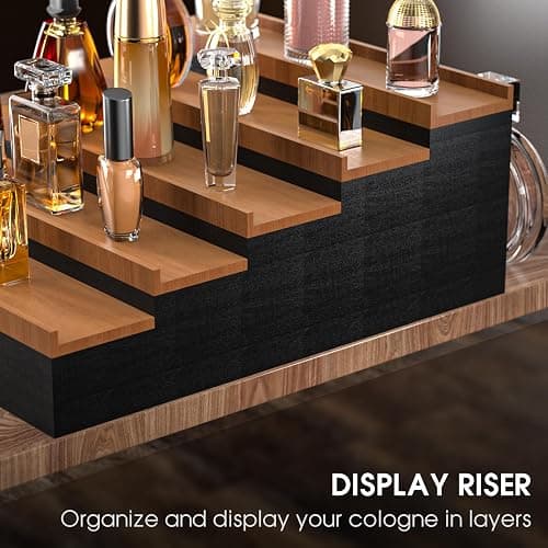 Sephyroth Cologne Organizer 5 Tier of Elegant Bamboo Perfume Organizer for Men with Hidden Storage and Practical Drawer, Perfect for Cologne Display & Gift (5T-BlackWalnut) thumbnail 5