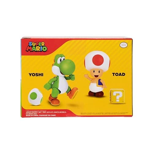 Super Mario Nintendo 4 Inch Action Figure 2-Pack: Yoshi & Toad with Accessories thumbnail 7