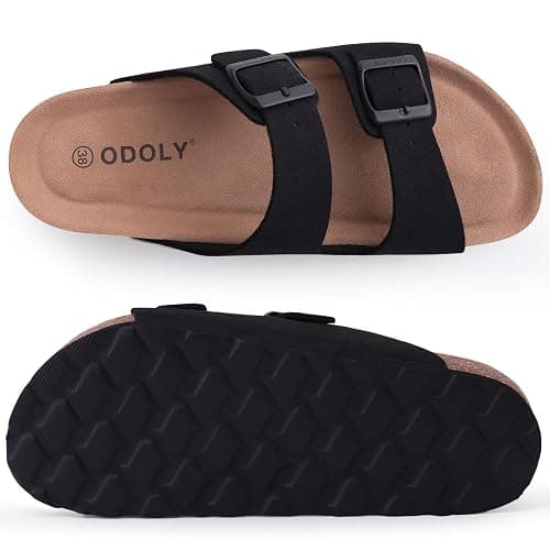 ODOLY Unisex Cork Footbed Slide Sandal, Arch Support Summer Outdoor Sandals with Adjustable Buckle for Women and Men thumbnail 6