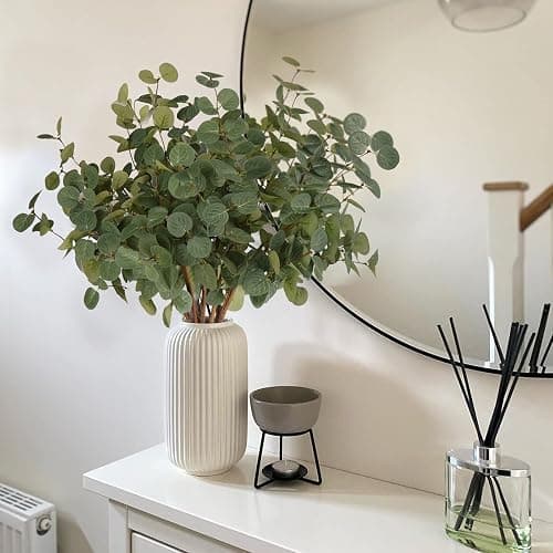 Beferr 6Pcs Artificial Eucalyptus Stems Greenery Stems 24" Tall Fake Plants Decor Faux Floral Stems for Vase Home Party Wedding Decorations thumbnail 2